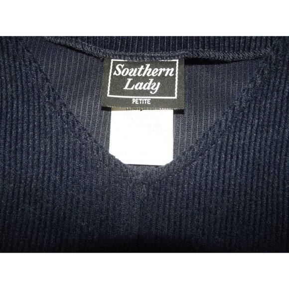 Southern Lady Jumper Dress Womens MP medium petite Navy Blue Long Midi corduroy - Picture 5 of 10